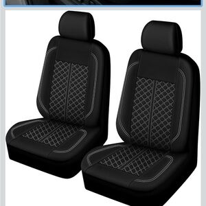 Universal Black Quilted Car Seat Covers with White Stitching